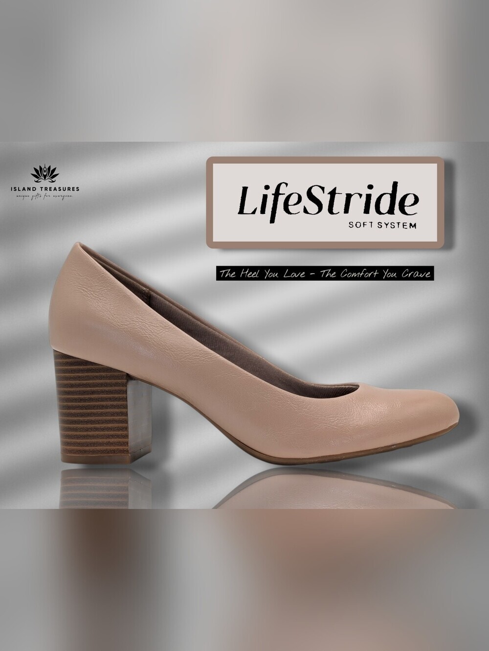 Lifestride Soft System Sz 8.5M Women Parigi Block Pump Taube Faux Leather Upper